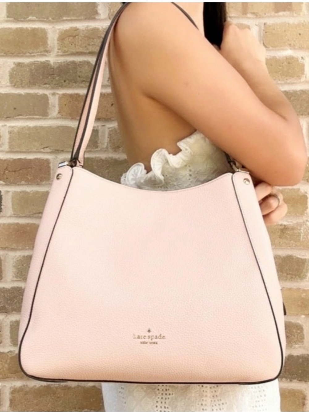 Kate Spade Real Pebbled Leather Leila Shoulder Bag in Smoke Rose